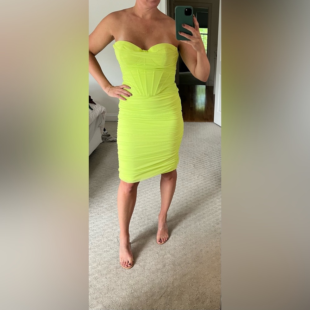Oh Polly corset rushed midi dress